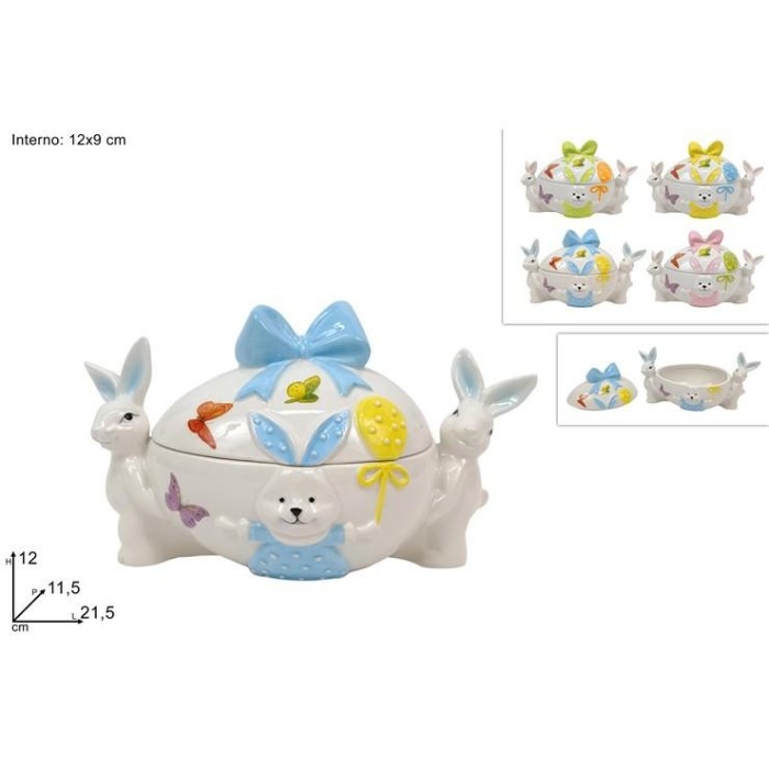 BARATTOLO UOVO 12x9CM CON CONIGLI